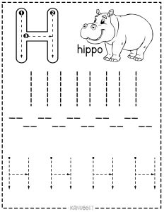 Letter H steps to tracing 