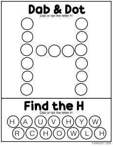 dab and dot letter h worksheet