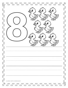 count color and write number 8 worksheet