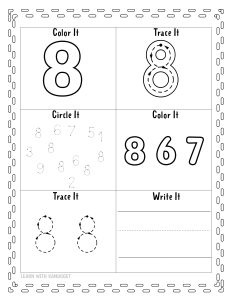 8 number worksheet free