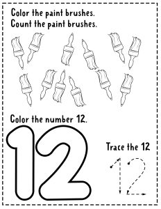 Count and color number 12 worksheet for free