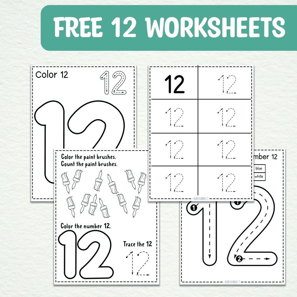 free printable number 12 worksheet for preschool