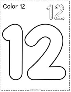 Free worksheet for number 12 coloring