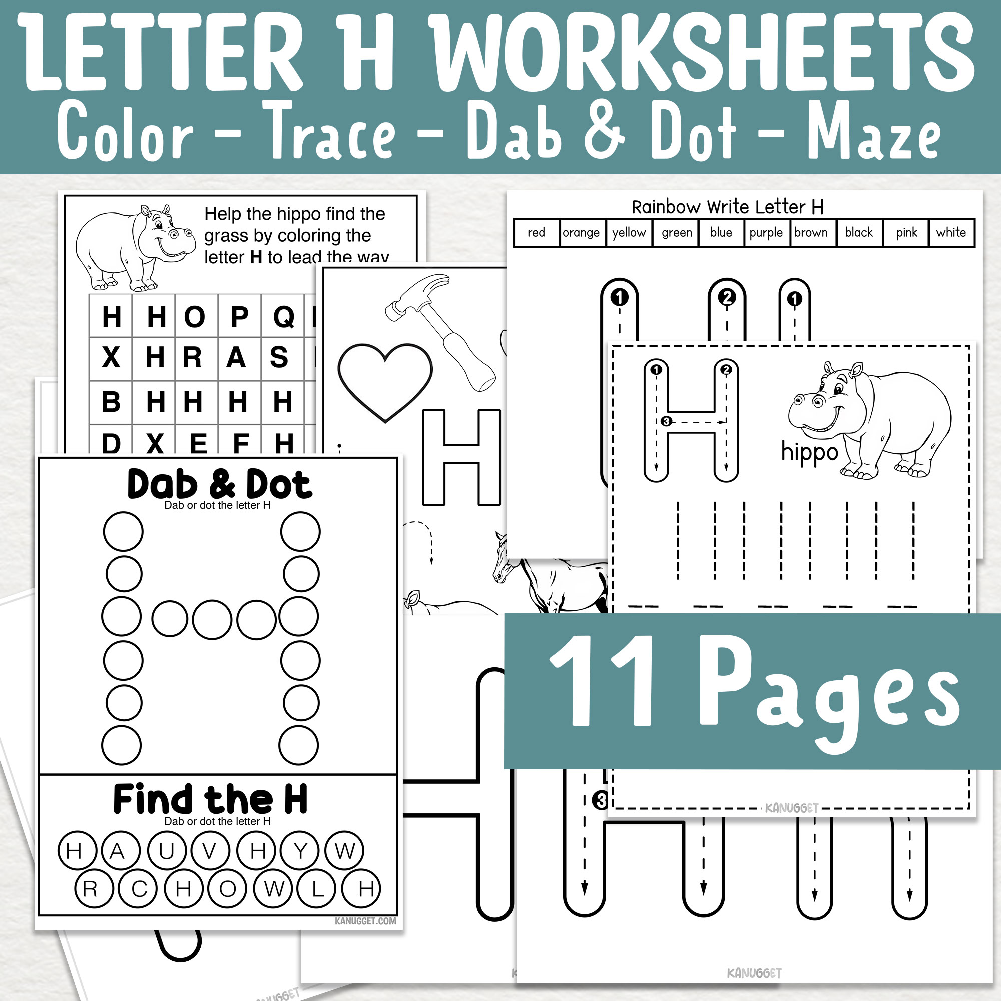 free letter h worksheets