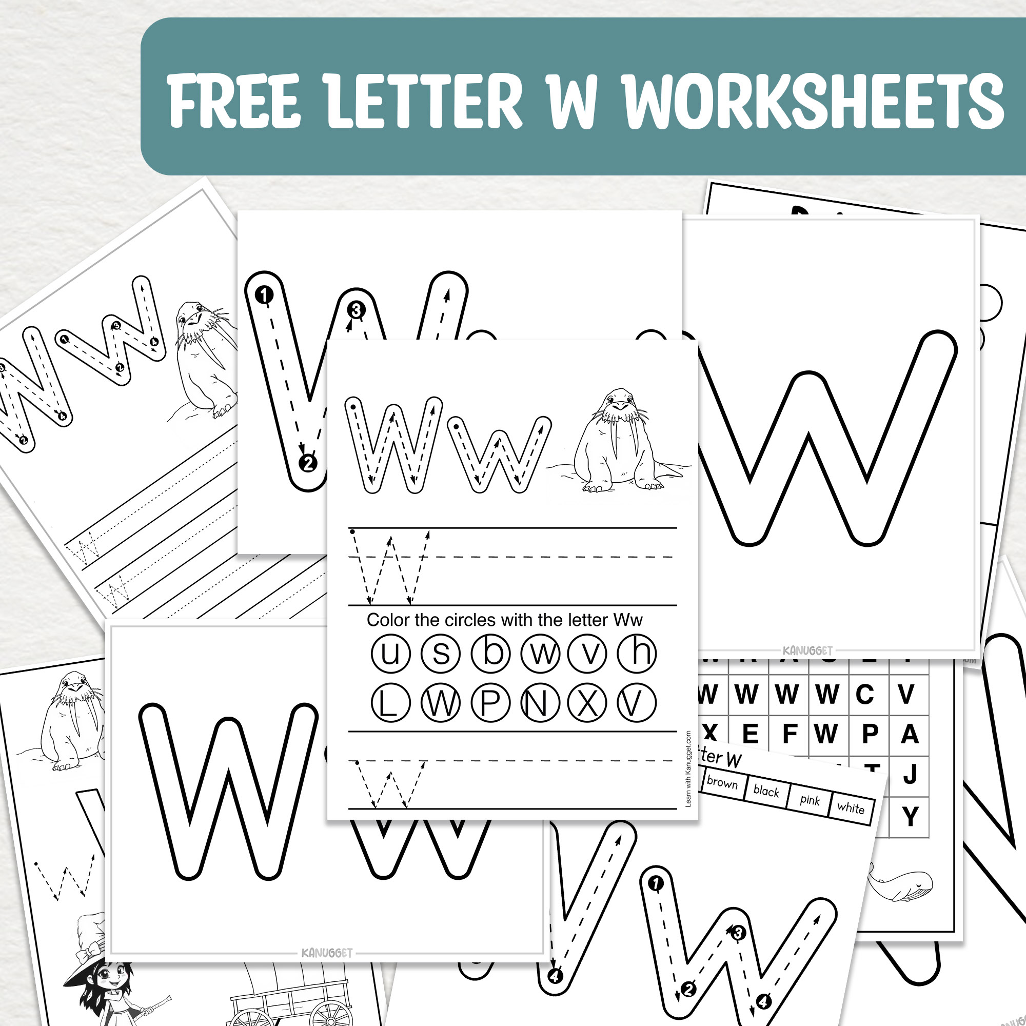 scattered papers for free printable worksheets for letter w